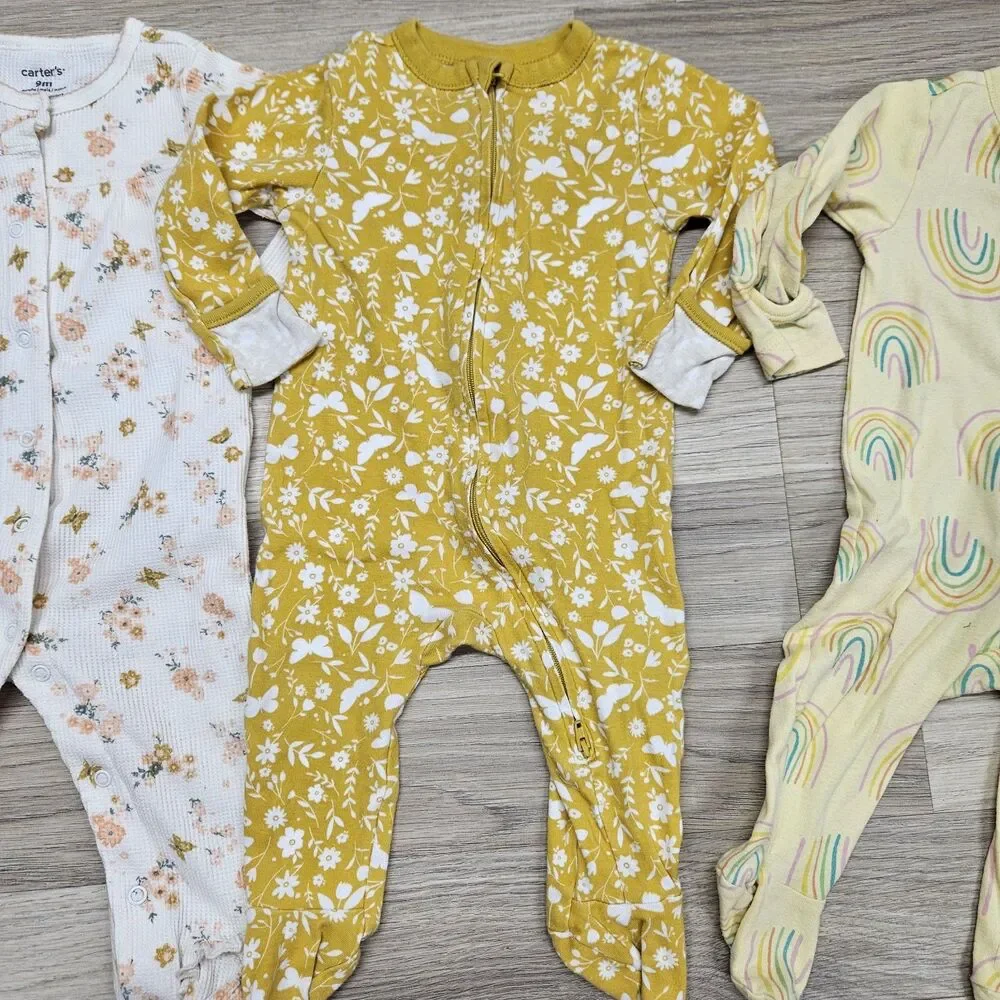 Old Navy Baby Girl Yellow Footie Pajamas Size 6-9 Months